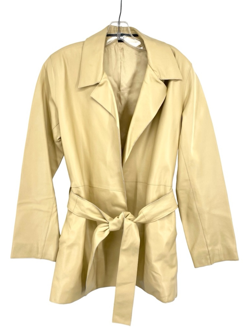 Vintage ISDA & CO Pale Yellow Leather Belted Jacket